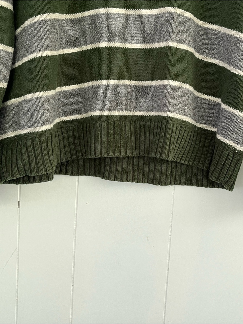 Y2K American Eagle Mens XL Green Gray Stripe Wool Blend Crewneck Sweater Vintage - Picture 5 of 12